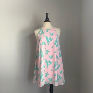 Peach Love California Pink and Teal Bird Dress